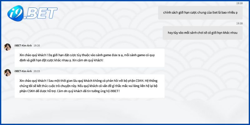 Tùy vào mỗi sảnh chơi sẽ có giới hạn tiền đặt cược i9bet khác nhau